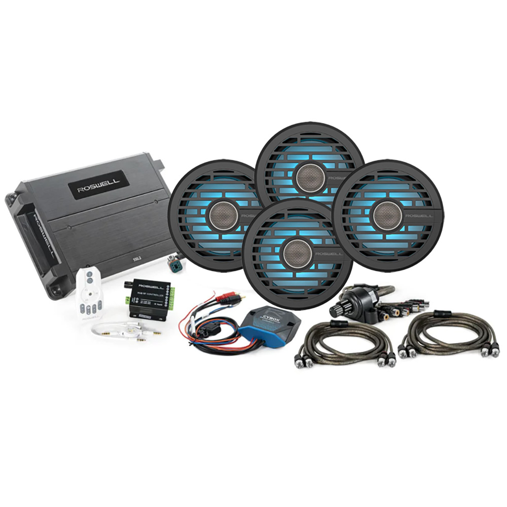 Roswell R1 6.5" Marine Audio Package With RGB Remote & Controller - Black