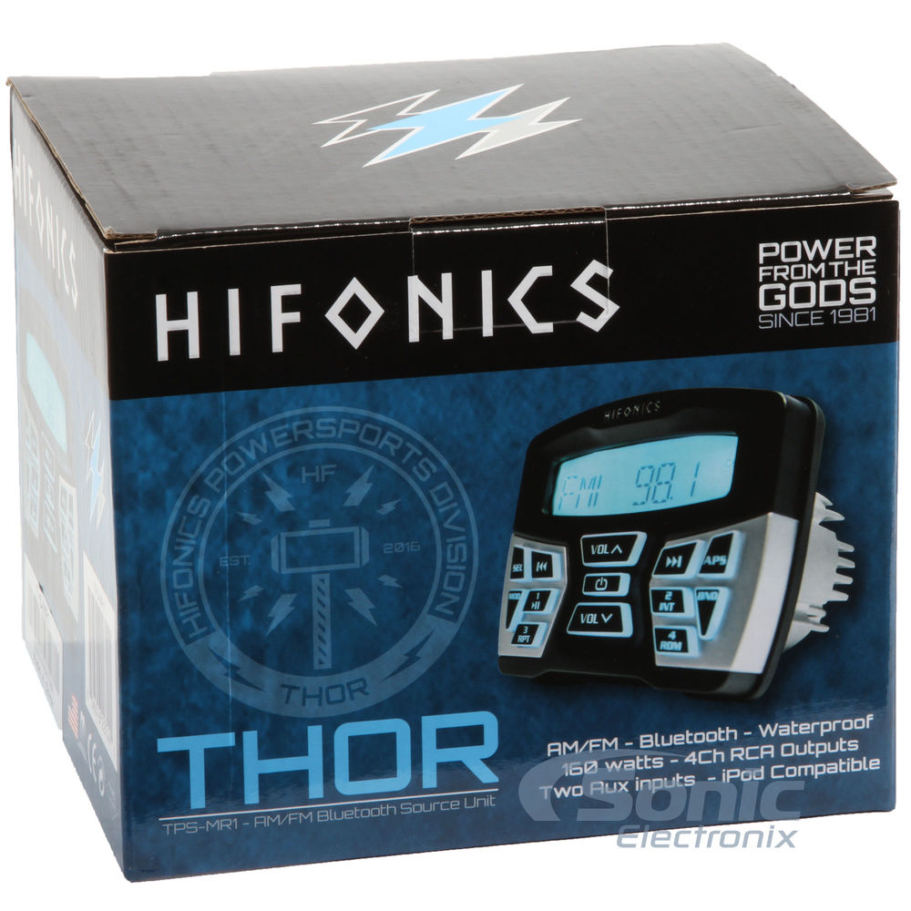 Hifonics TPS-MR1 AM/FM Radio Receiver USB Port iPhone Control Gauge Size Bluetooth Waterproof Marine Stereo - Image 2