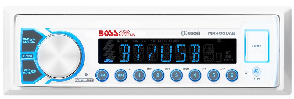 Boss Audio MR400UAB AM/FM Radio Receiver USB Port Bluetooth 200 Watt Marine Stereo With 2 Pairs Of Waterproof Speakers - Image 3