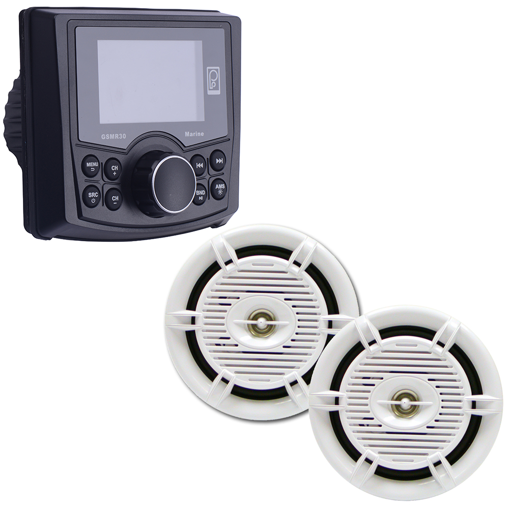 Poly-Planar GSMR30-CPAK AM/FM Radio Receiver USB Port Bluetooth Gauge Size Waterproof Marine Stereo With 2 6" Waterproof Marine Speakers - Image 3