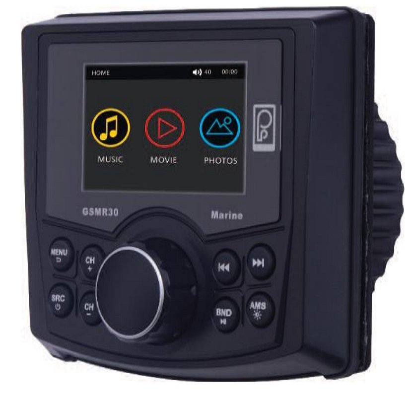 Poly-Planar GSMR30-CPAK AM/FM Radio Receiver USB Port Bluetooth Gauge Size Waterproof Marine Stereo With 2 6" Waterproof Marine Speakers - Image 4