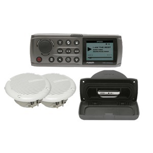 Fusion CD500G with iPod Dock and 1 pair of FSM65 Waterproof Speakers Marine Stereo System