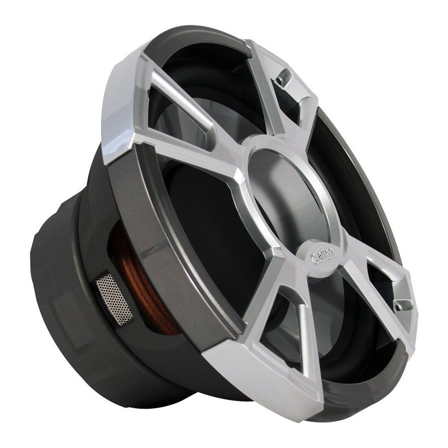 Clarion CMQ2512WL 10" Silver 400 Watt Waterproof Marine Subwoofer With Blue LED Accent Lighting - Image 2