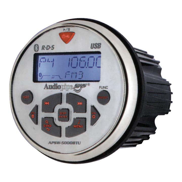 Audiopipe APSW5000BTUPKG AM/FM Radio Receiver USB Bluetooth Gauge Sized Waterproof Stereo With 4 Marine Speakers And 4 Channel Amplifier - Image 4