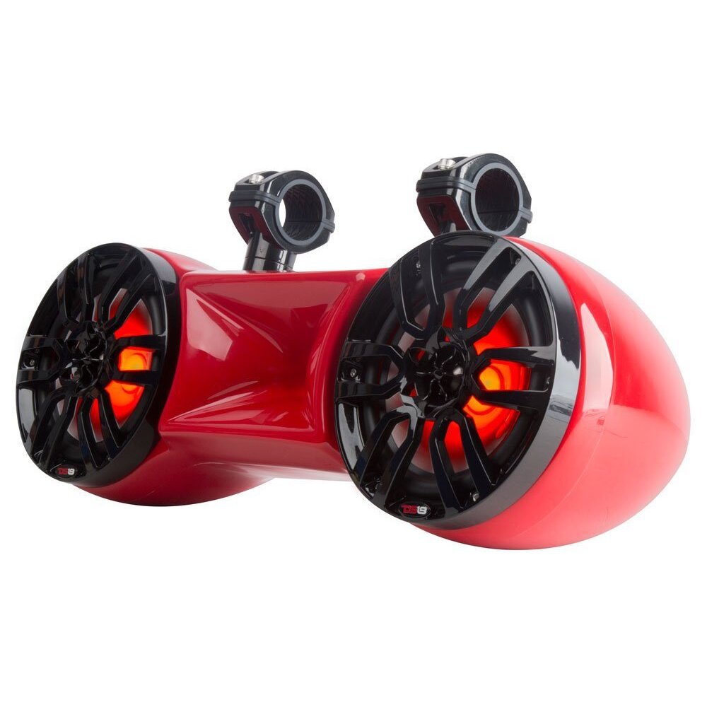 DS18 NXL-82TDR 8" Red Double Tower 900 Watt Waterproof Marine Speakers With RGB LED Accent Lighting