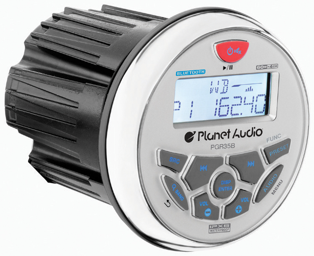 Planet Audio PGR35BPKG AM/FM Radio Receiver USB Port Bluetooth 240 Watt Gauge Size Weather Band Waterproof Marine Stereo With 4 Waterproof Speakers And 4 Channel Amplifier - Image 2