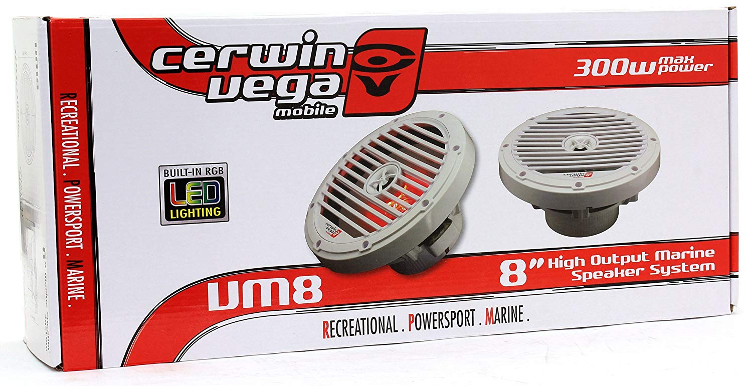 Cerwin Vega VM8 White 8" Coaxial 300 Watt Waterproof Marine Speakers With RGB LED Accent Lighting - Image 5
