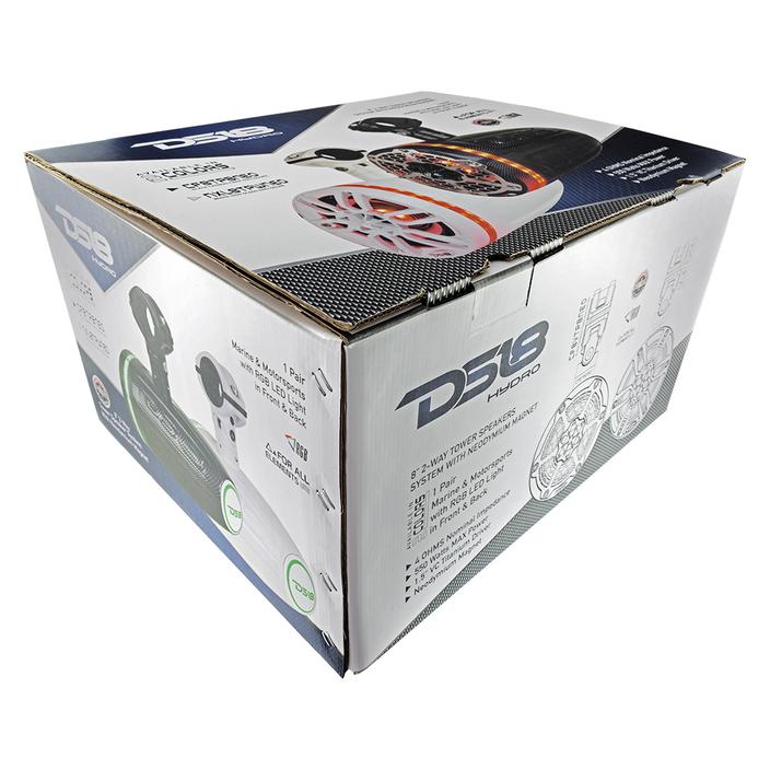 DS18 CF8TPBNEO Black 8" 550 Watt Waterproof Wakeboard Tower Marine Speakers With RGB LED Accent Lighting - Image 2