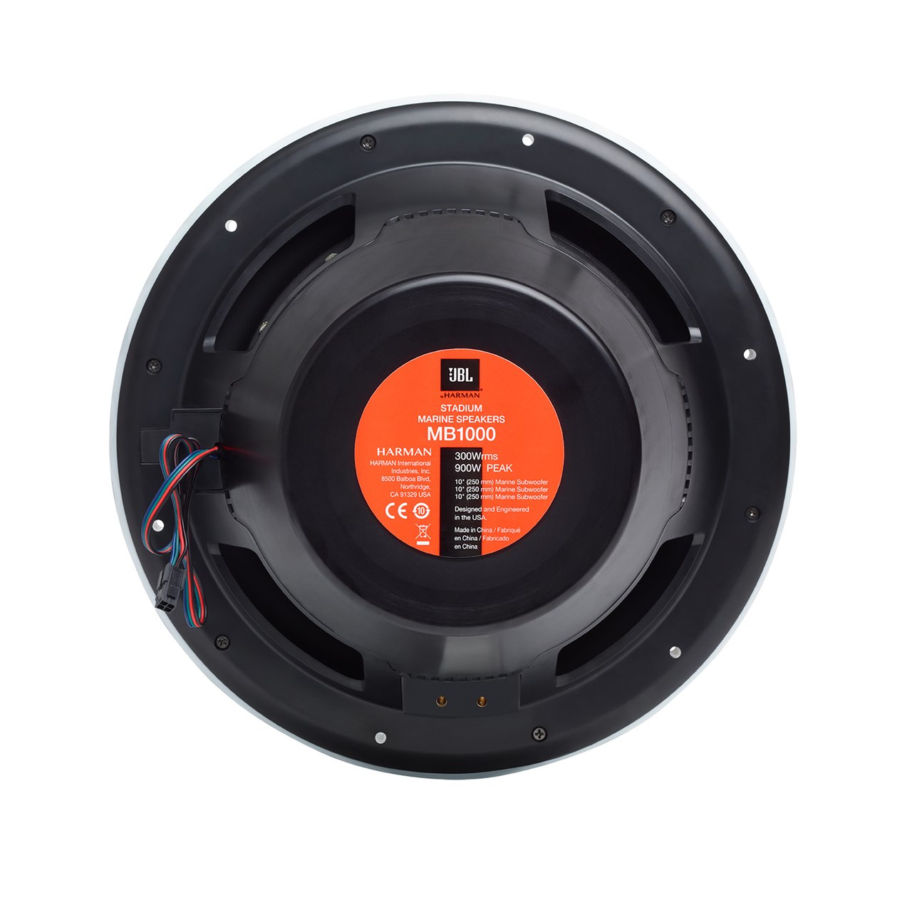 JBL MW1000AM 10" Black Stadium Series 900 Watt Waterproof Marine Subwoofer With LED Accent Lights - Image 3