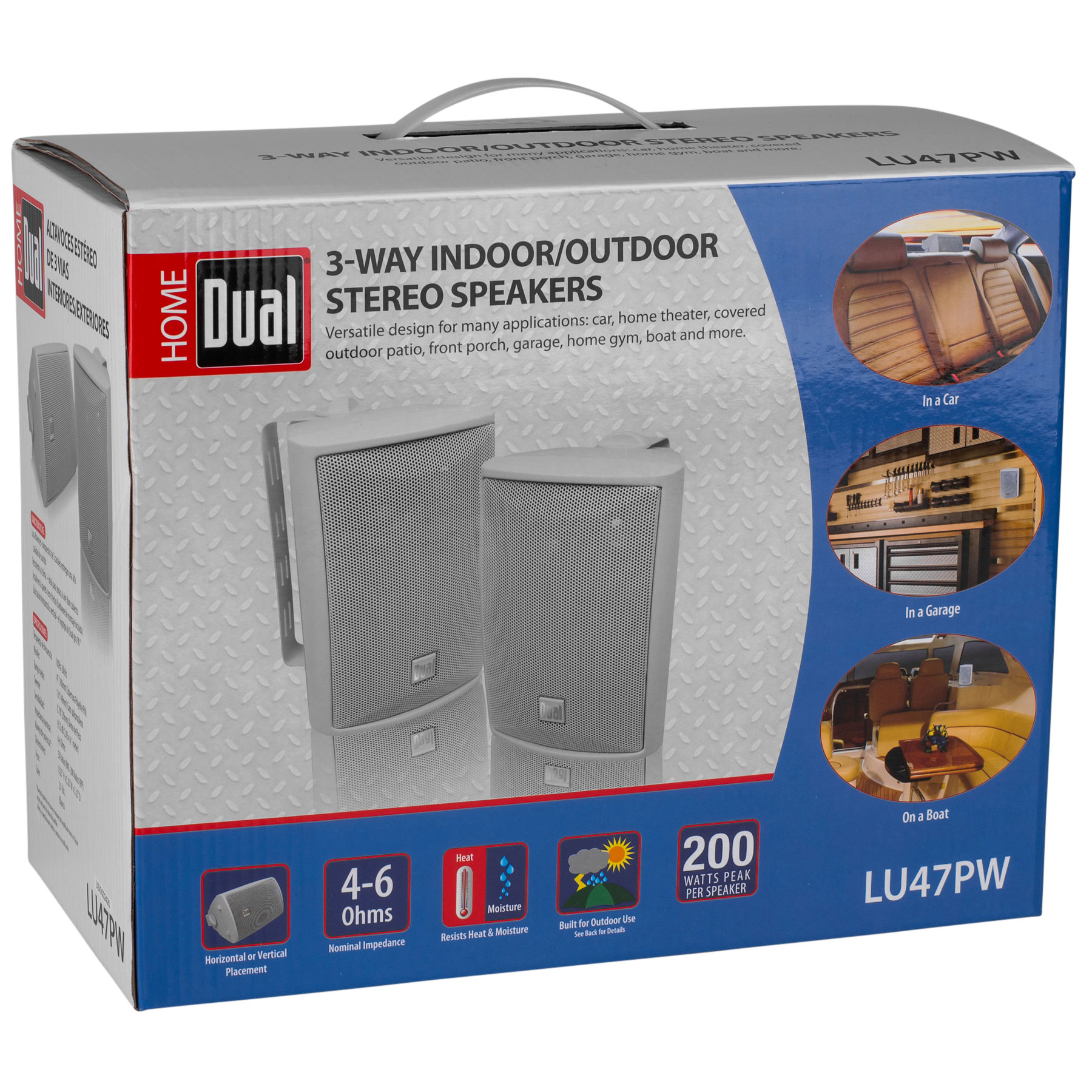 Dual LU47PW White 4" 3 Way Component (Pair) 200 Watt Waterproof Box Marine Speakers - Image 2