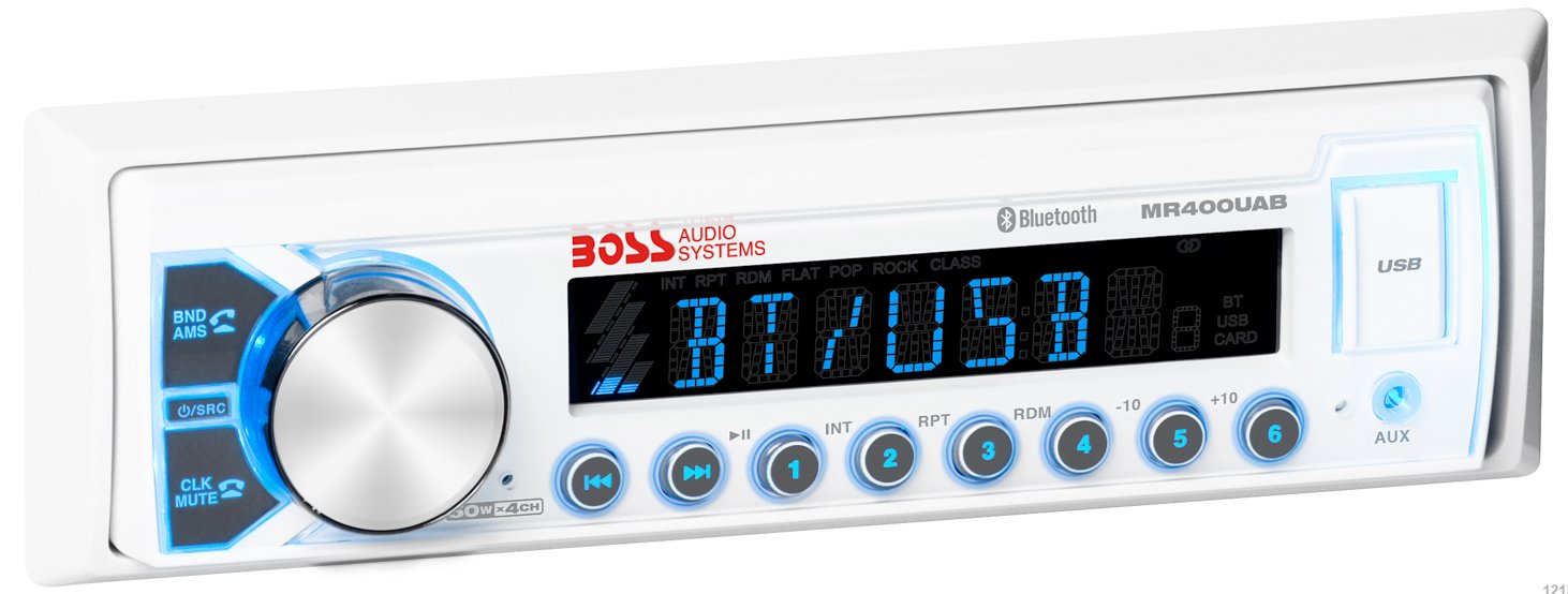 Boss Audio MCK400WB.6 AM/FM Radio Receiver USB Port Bluetooth Marine Stereo With 2 Waterproof Speakers - Image 4