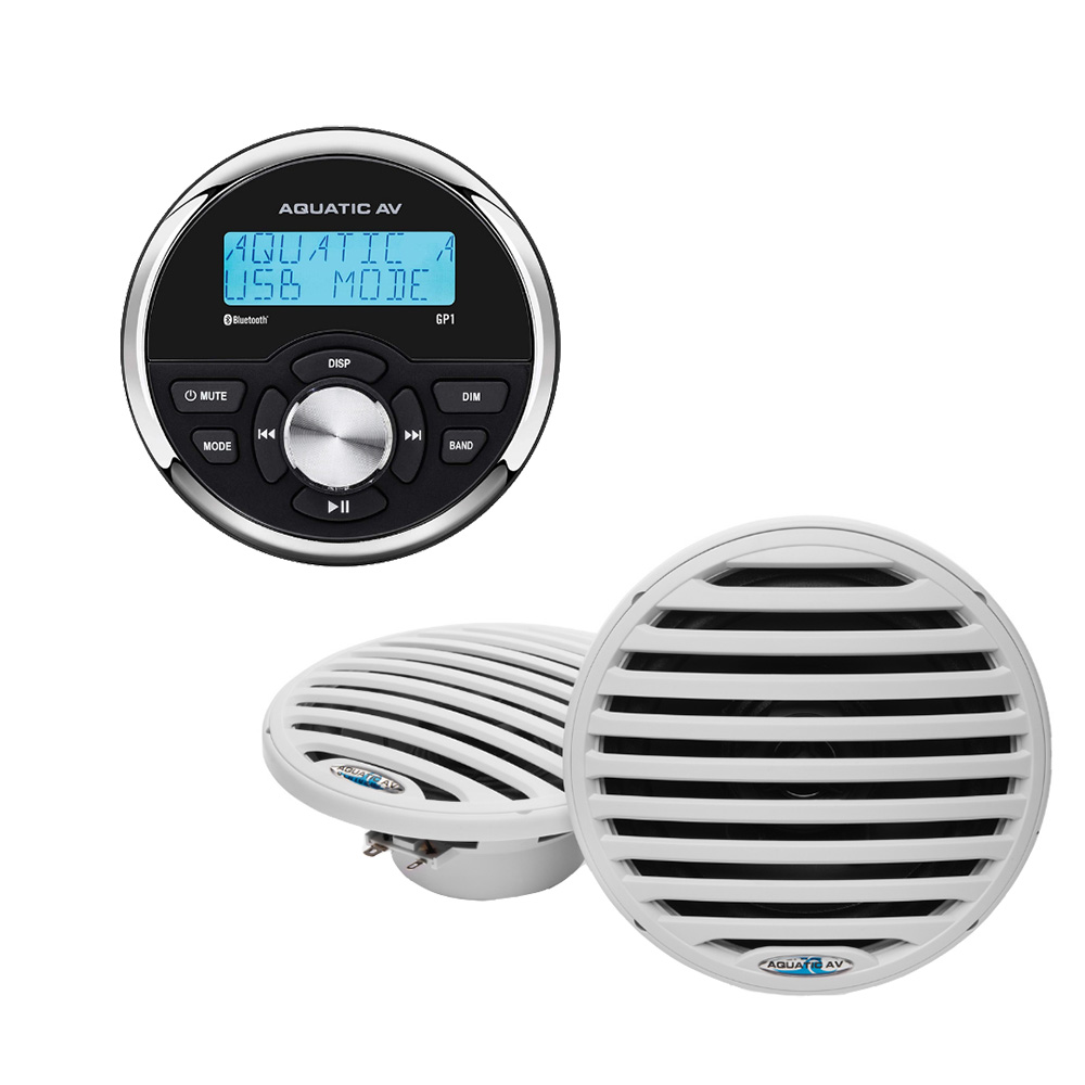 Aquatic AV GP1 Essentials With GP1 Gauge Stereo & Economy 6.5" Speaker - White
